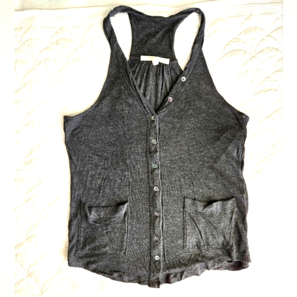 ( Joie ) Tank Top with Button-Up Front & Racer Back